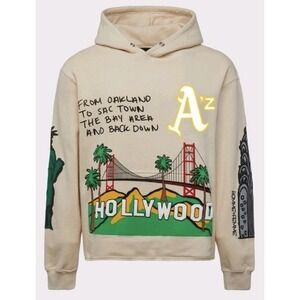 Homme+Femme x Hollywood Cali To NYC Mens Hoodie Sweatshirt Men L Off White EUC